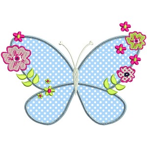 Butterfly With Flowers Applique Machine Embroidery Design Digitized Pattern